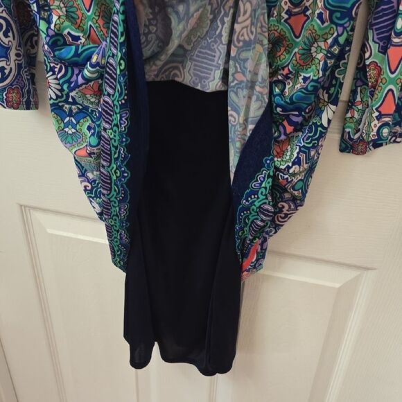 Laundry By Shelli Segal Blue and Green Long Sleeve Dress - Picture 6 of 8